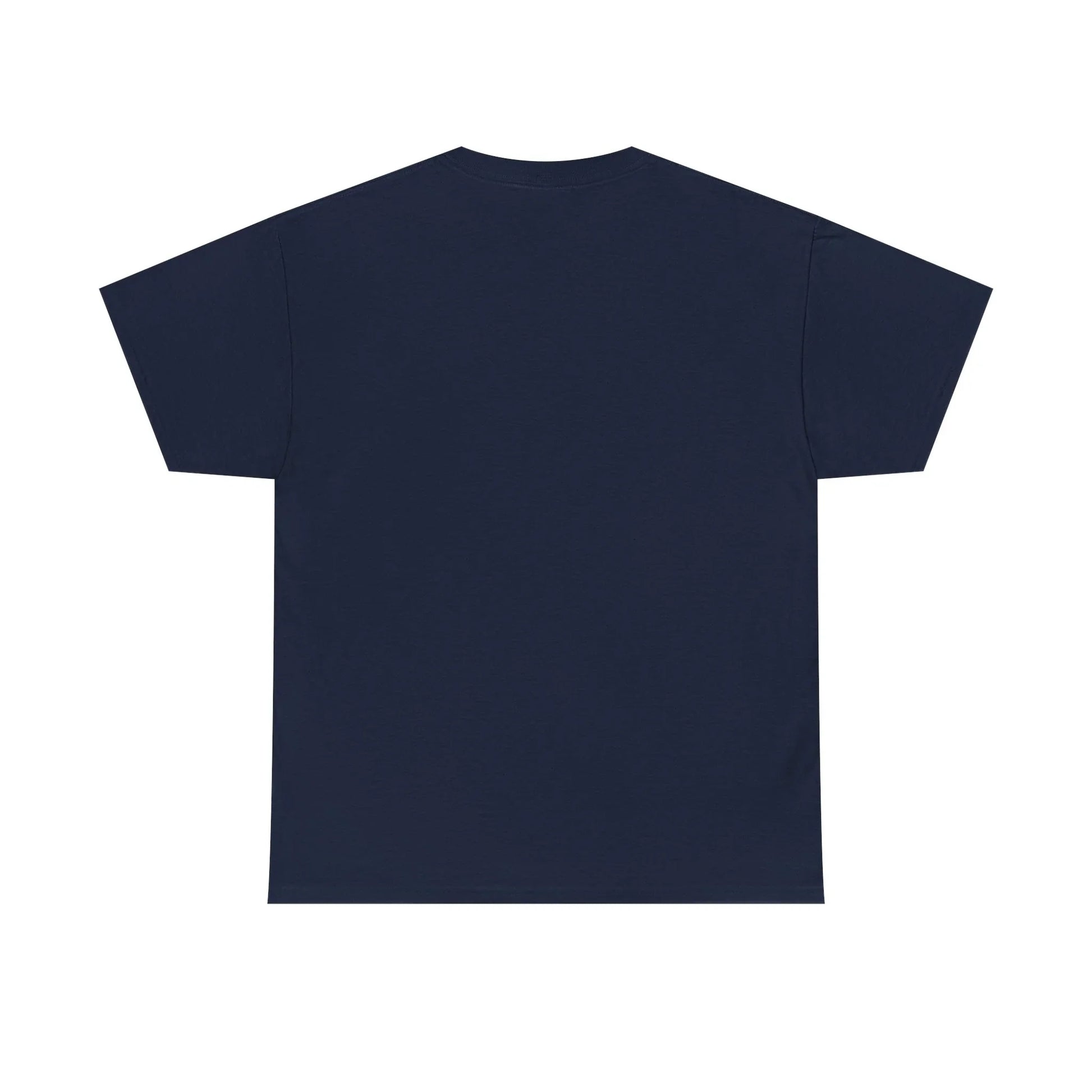 Plain navy blue t-shirt back view, short sleeves, cotton tee