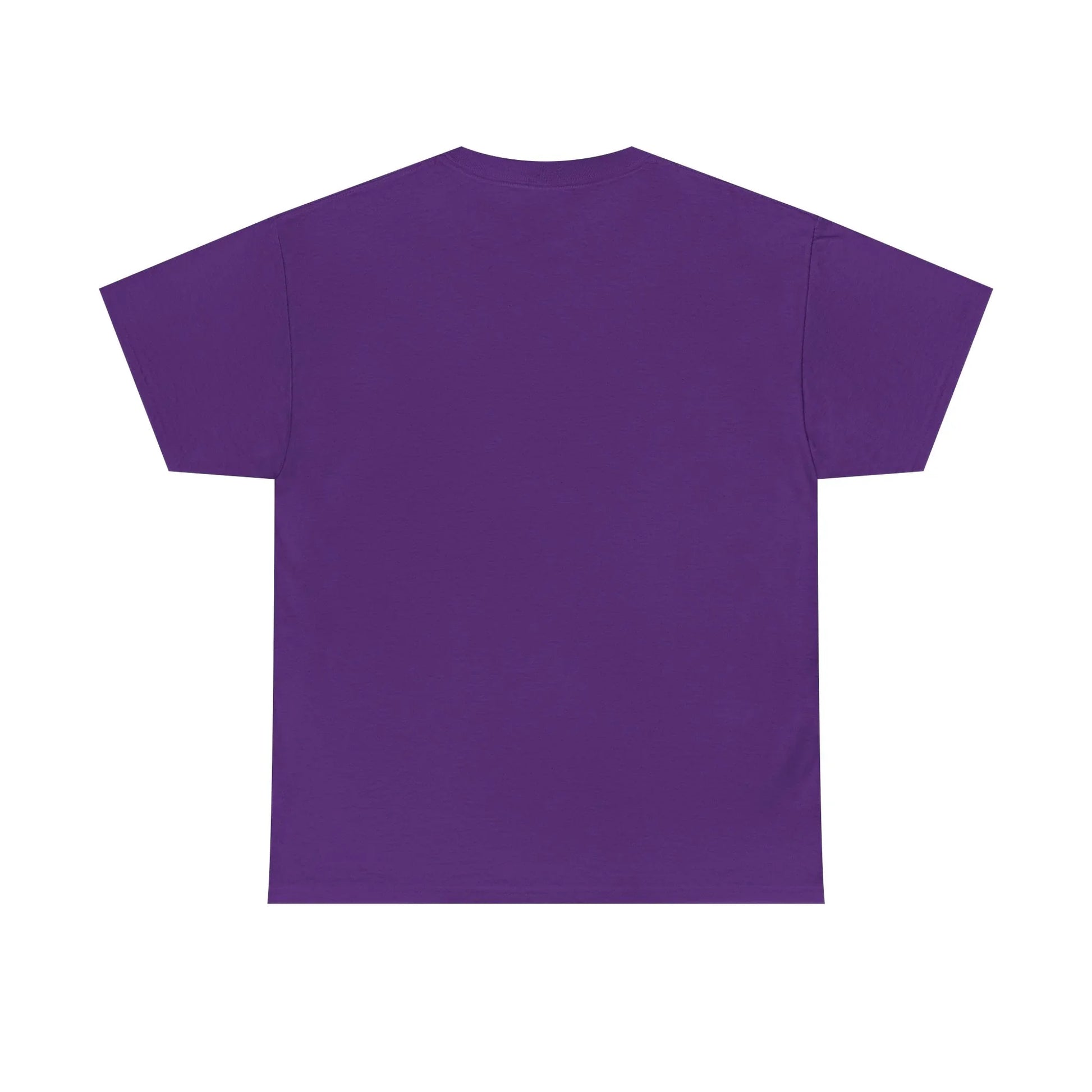 Plain purple t-shirt back view, short sleeves, casual cotton top