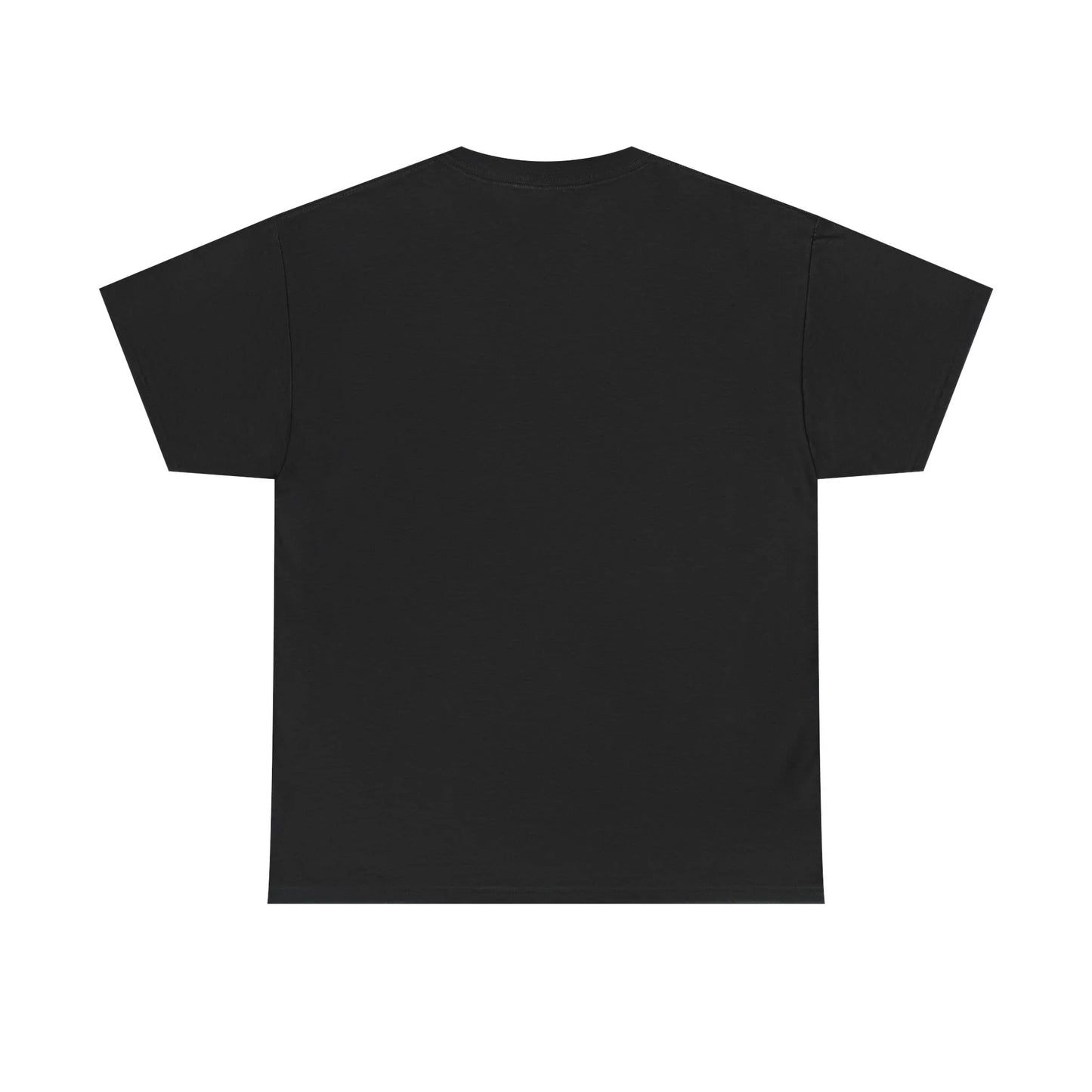 Plain black cotton t-shirt back view, short sleeve, unisex casual apparel