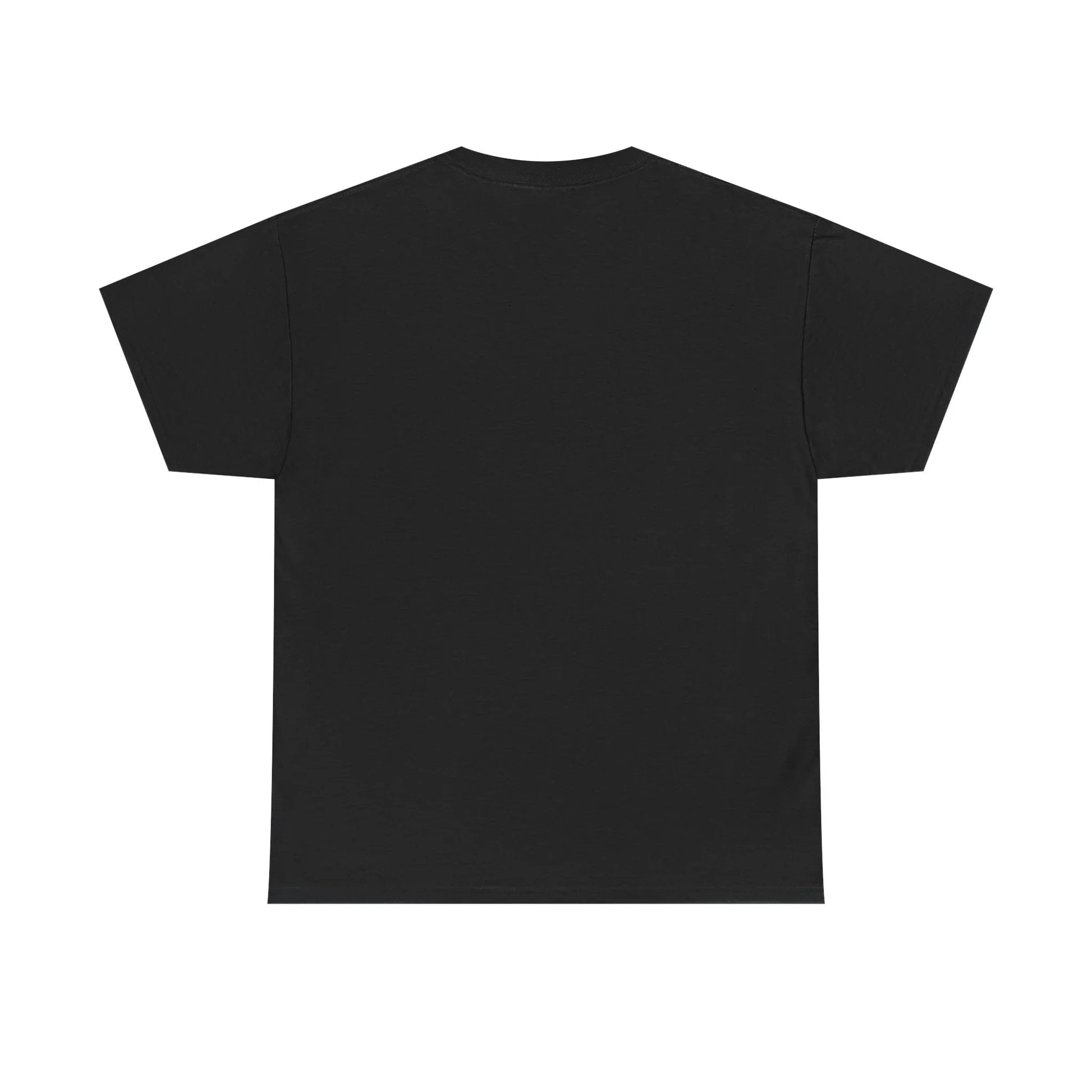 Plain black cotton t-shirt back view, short sleeve, unisex casual apparel