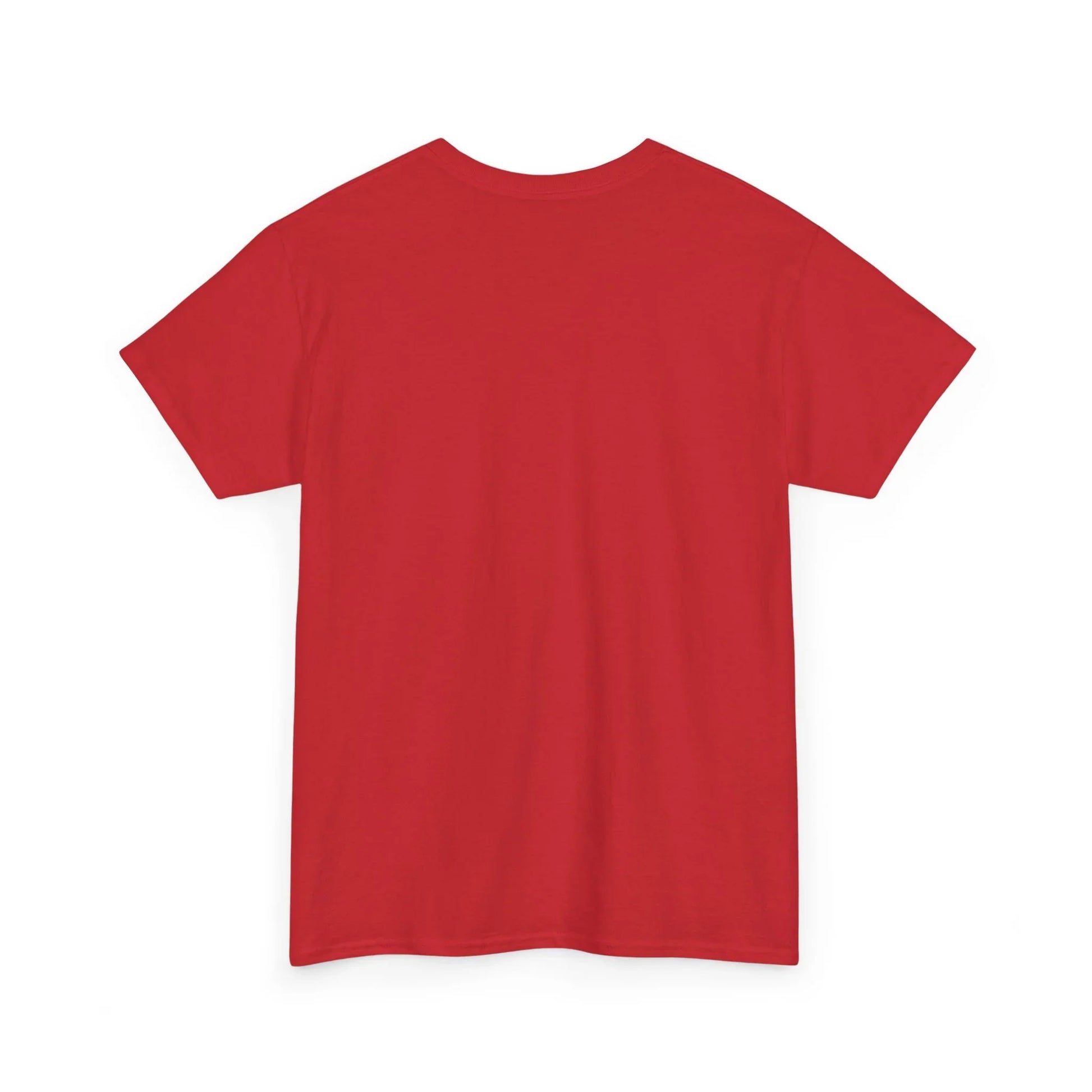 Plain red short sleeve t-shirt back view on white background