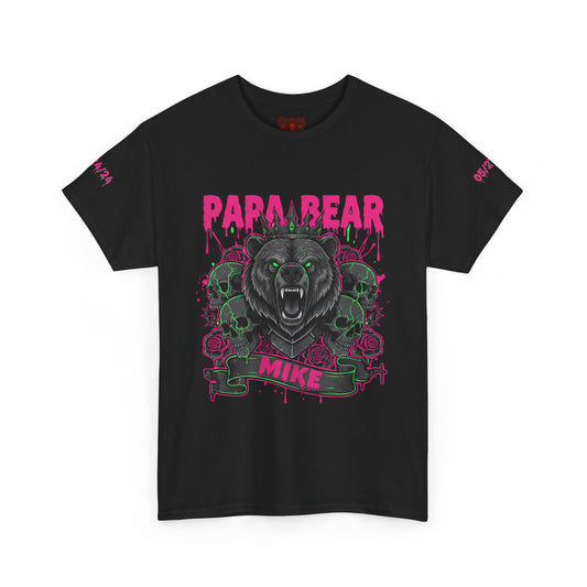 Papa Bear Personalized Tee — Dark Retro Bear "Mike" Graphic