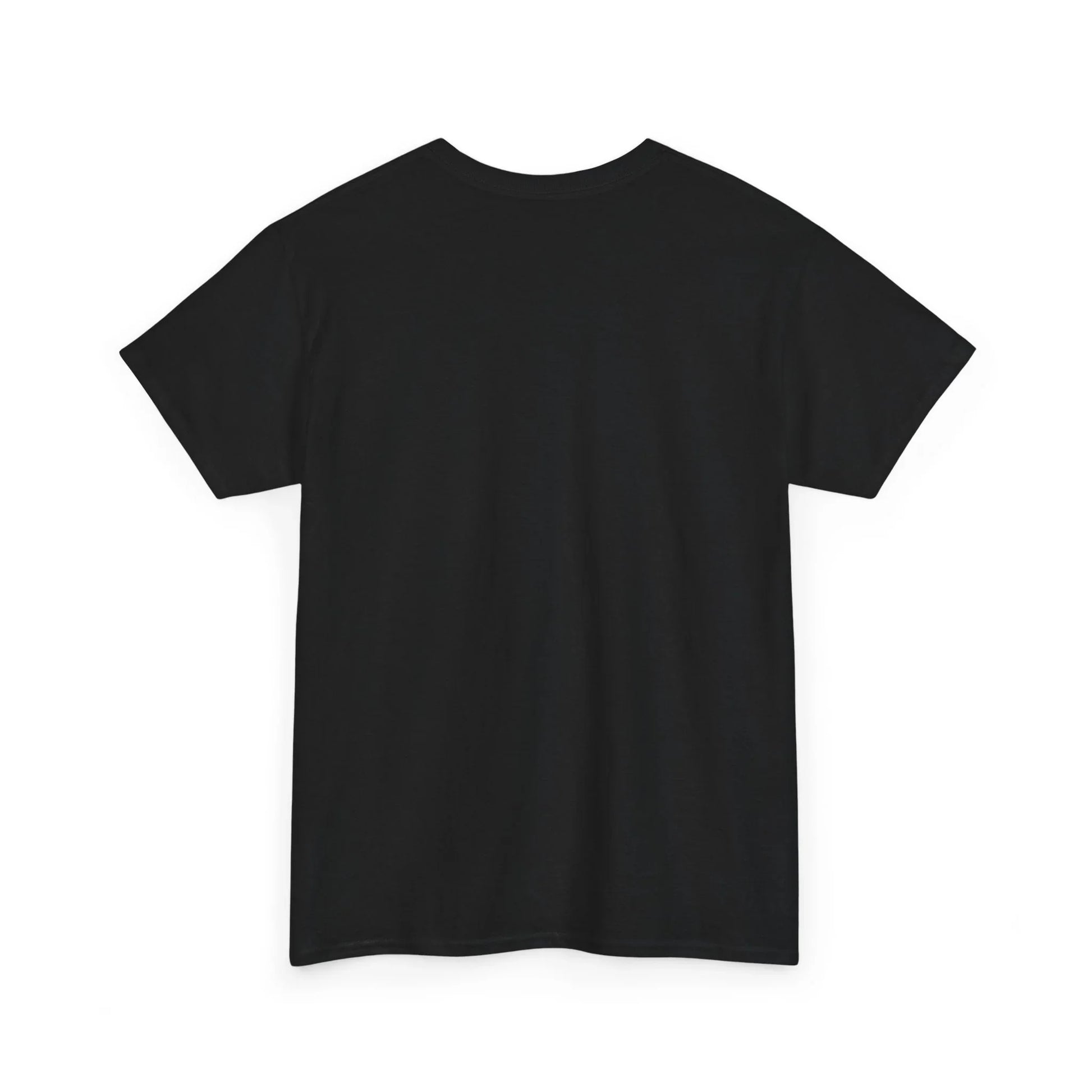 Plain black short sleeve t-shirt back view on white background