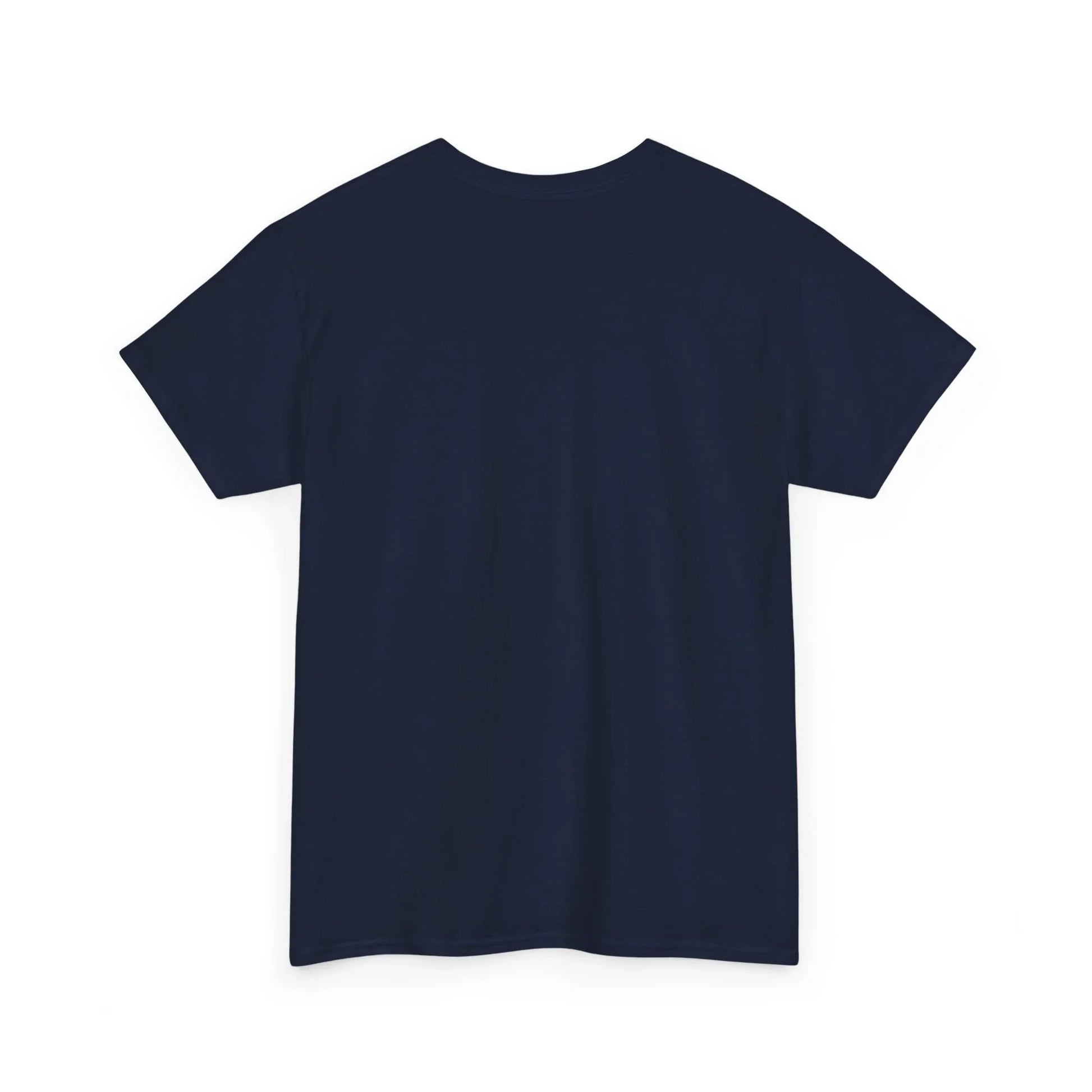 Plain navy blue unisex t-shirt back view on white background