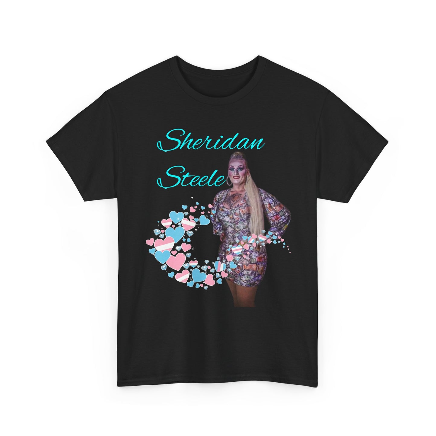 Sheridan Steele Portrait Tee — Glitter Hearts Photo Graphic T-Shirt (Trans Ally)