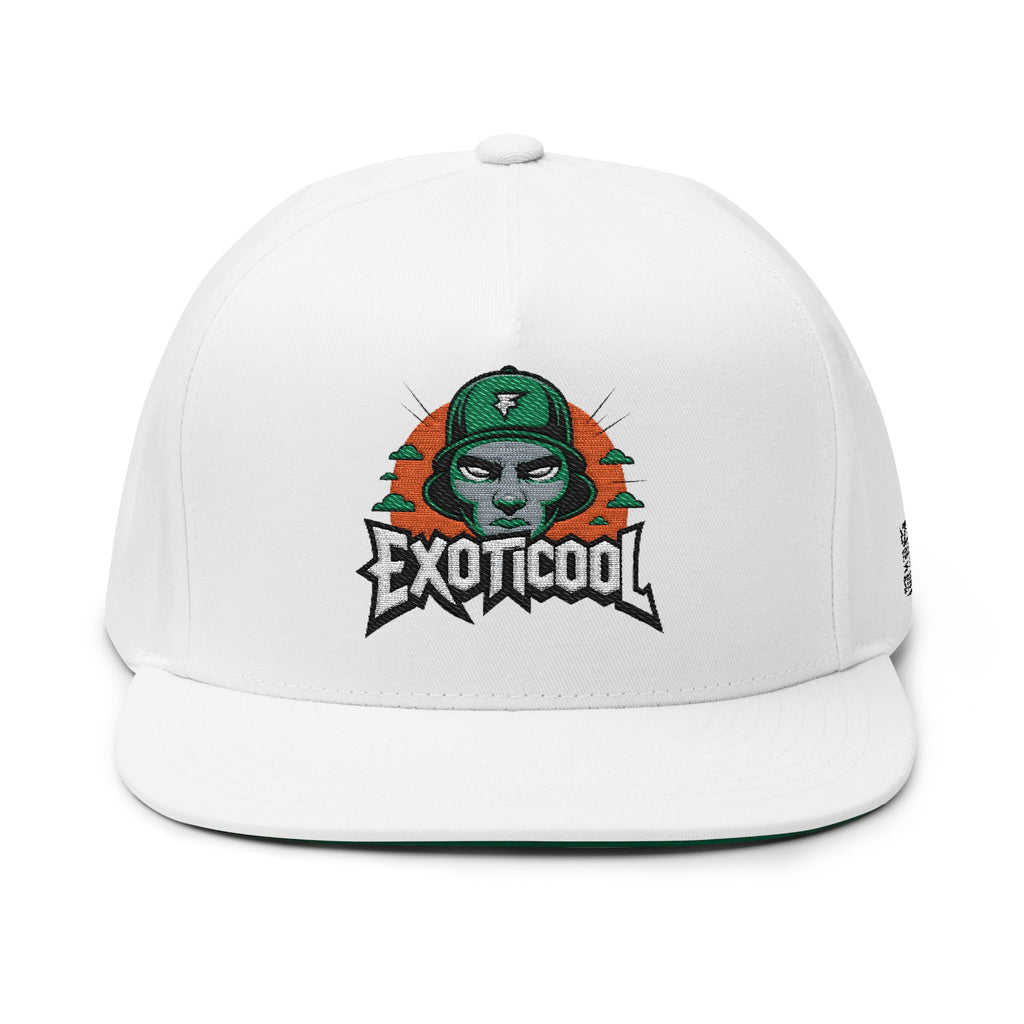 Flat Bill Cap - Alien Soldier Exoticool Brand Logo 66 Embroidered Hat