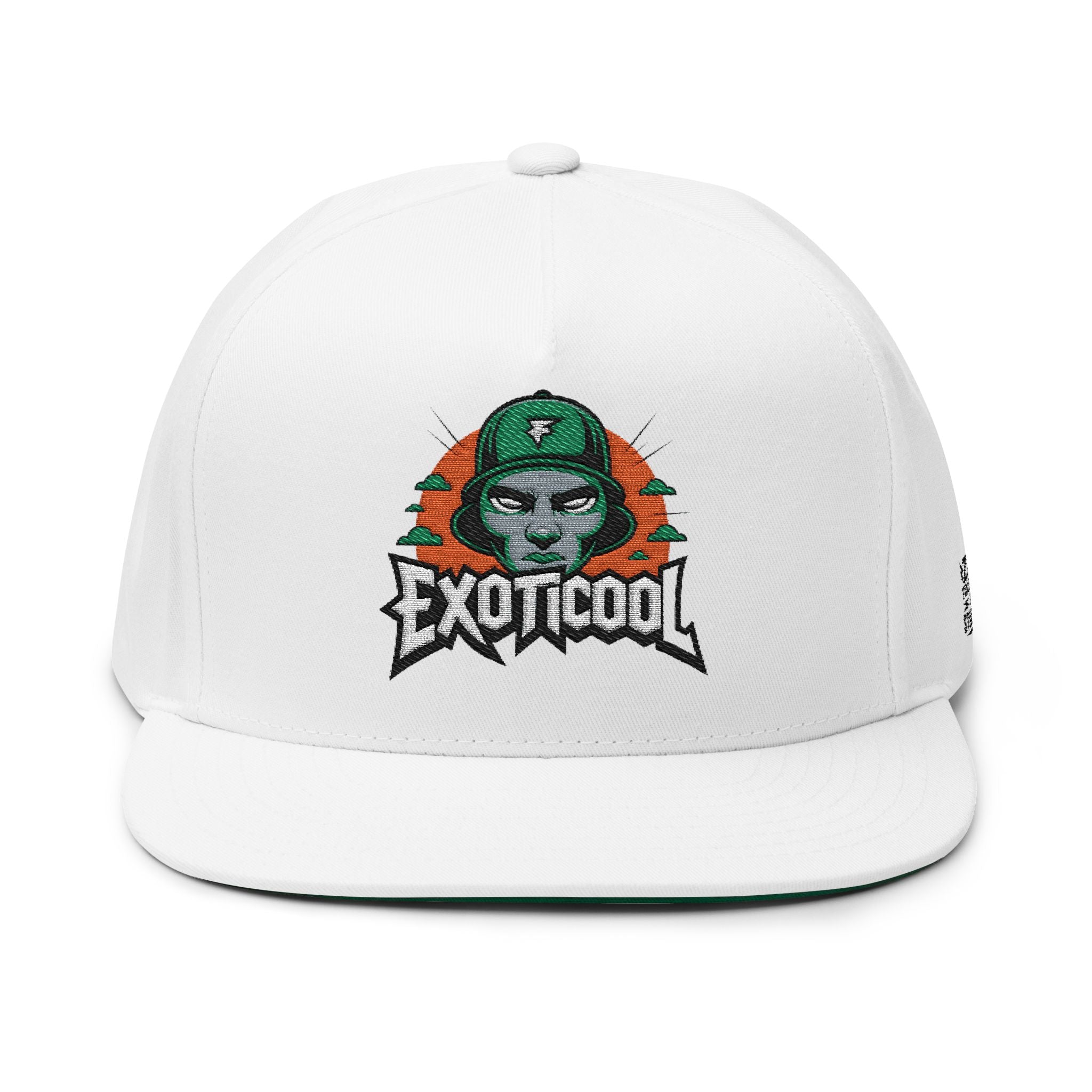 Flat Bill Cap - Alien Soldier Exoticool Brand Logo 66 Embroidered Hat