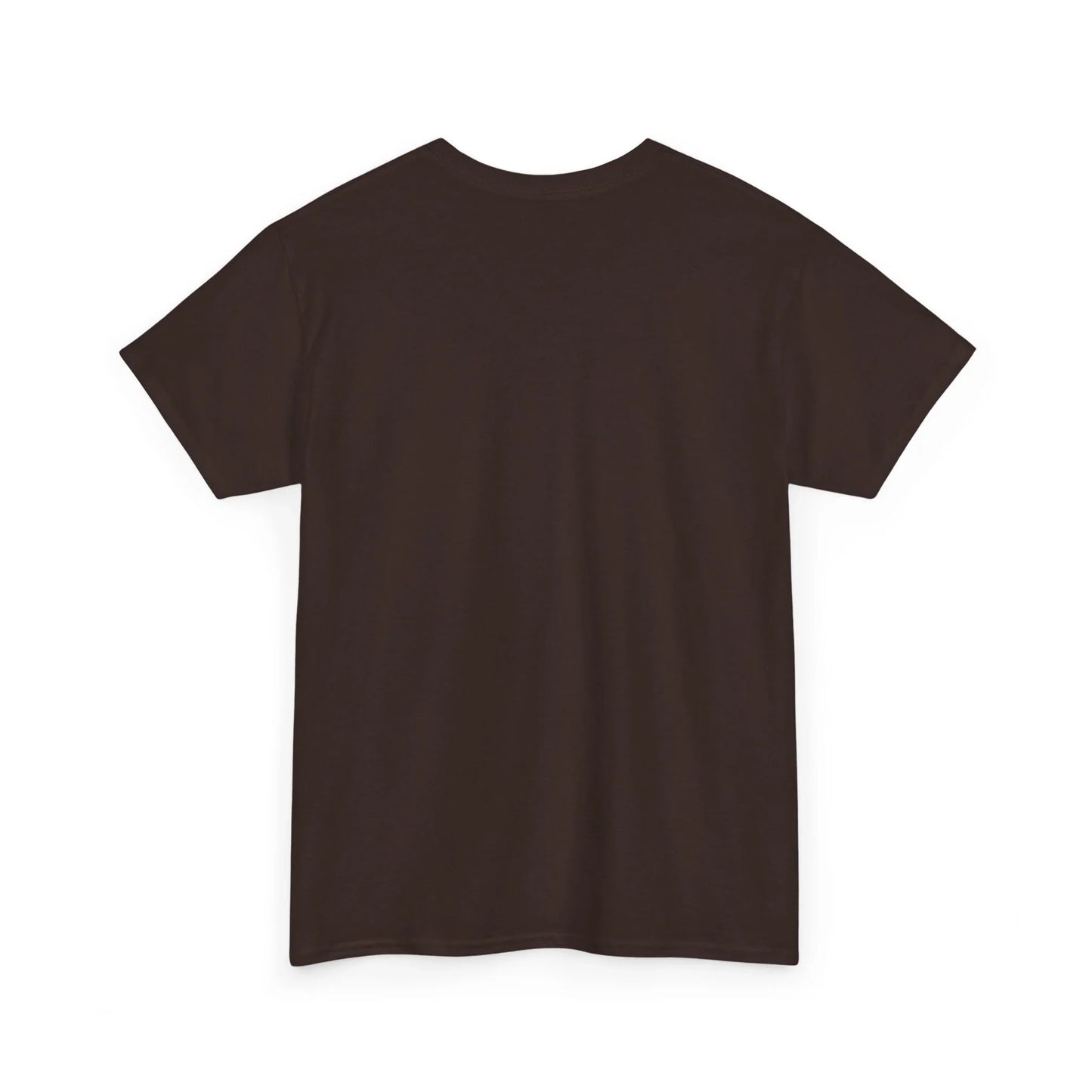 plain brown short sleeve t-shirt back view on white background