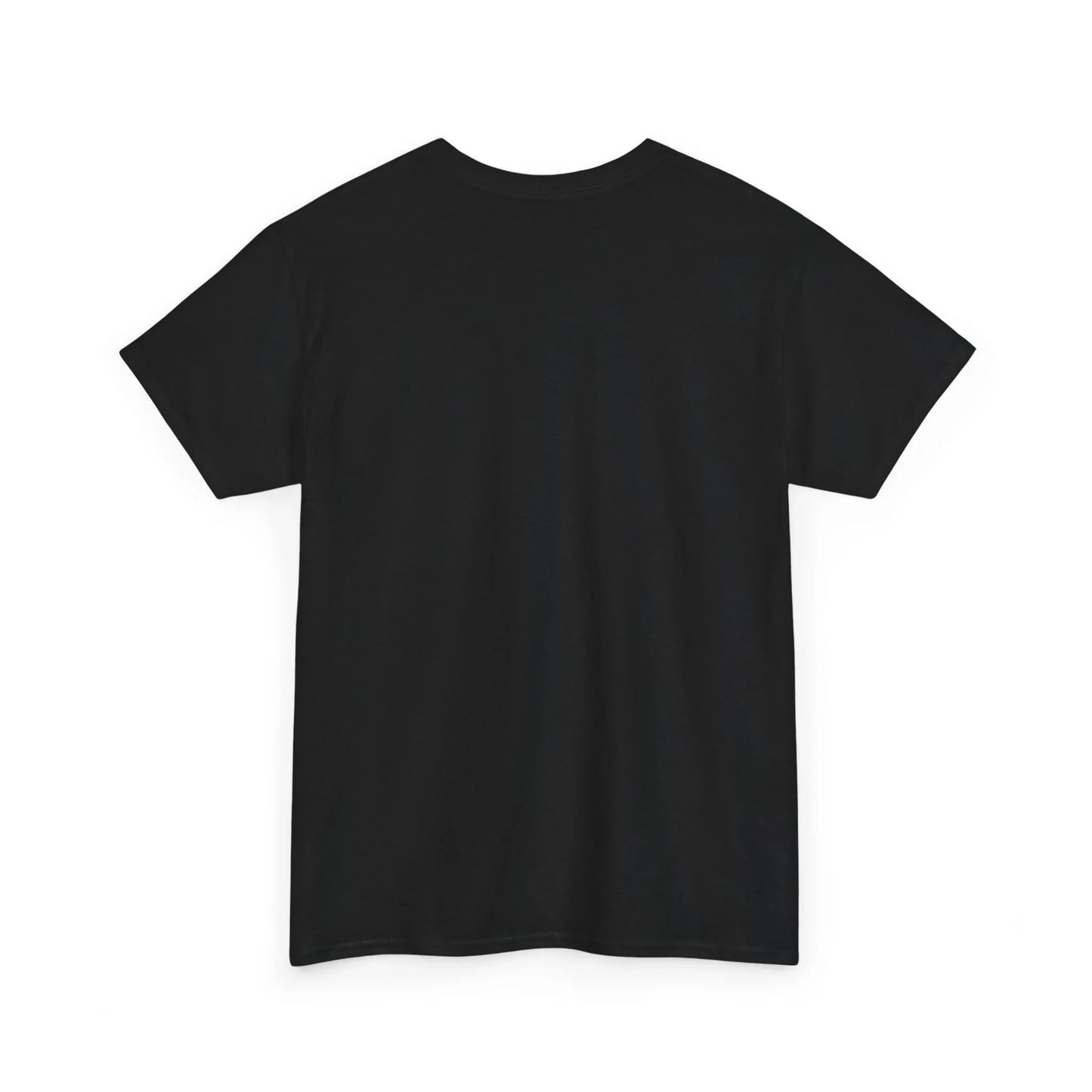 Plain black unisex t-shirt back view on white background