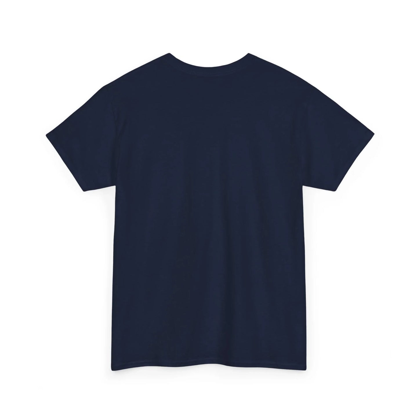 Plain navy blue t-shirt back view, short sleeves, casual cotton shirt